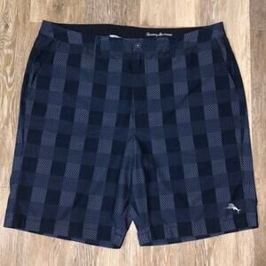 Tommy Bahama Plaid Tech Flat Front Board Style Shorts 38 EUC